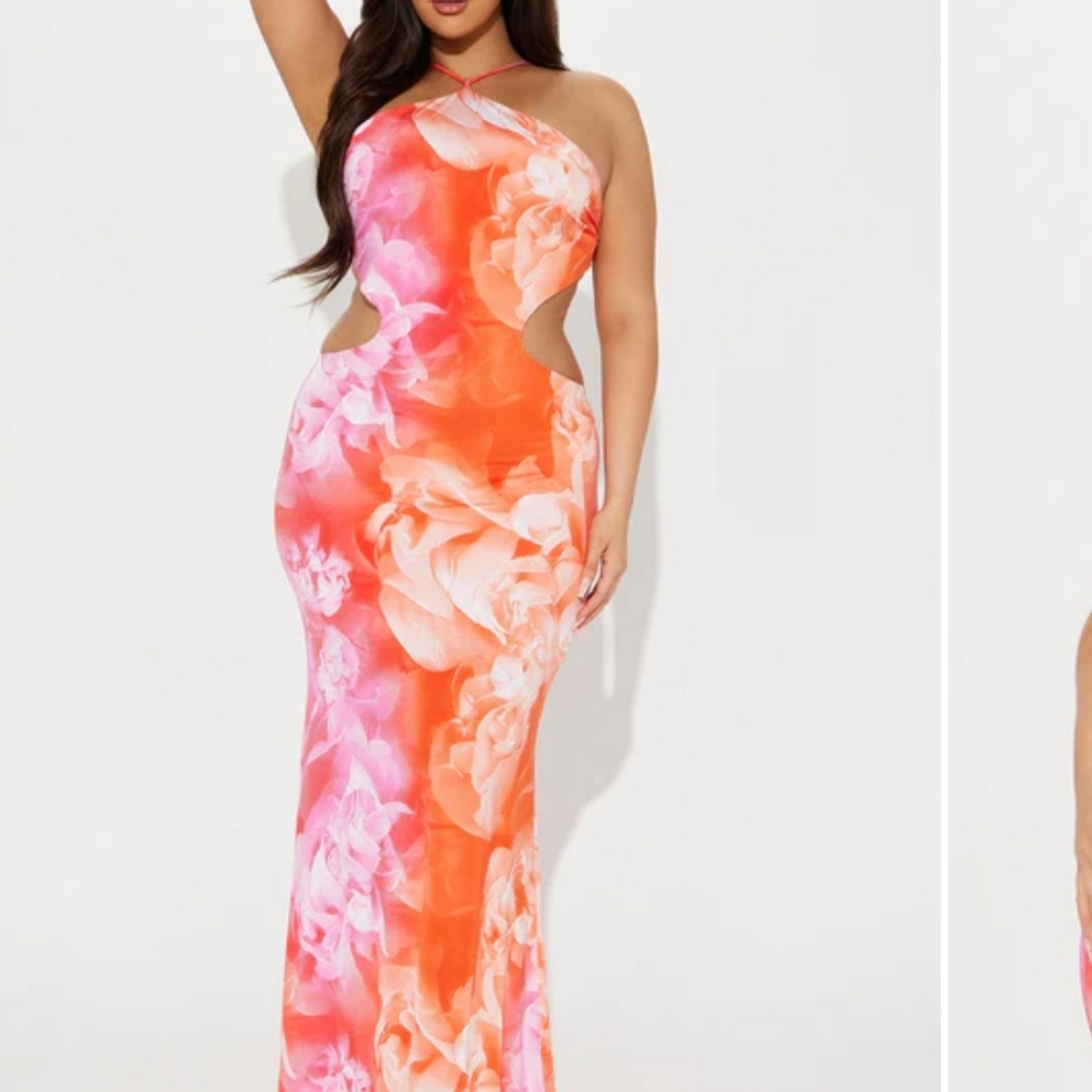 NWT Floral Cutout Halter Maxi Dress 2X